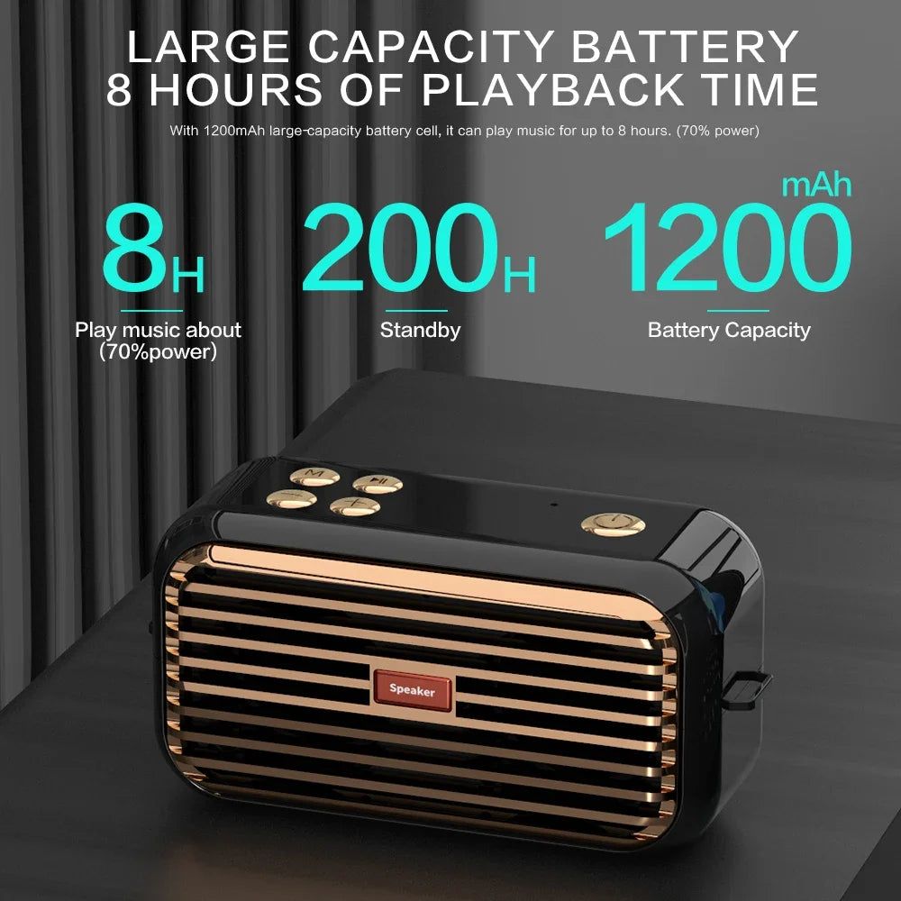 Bluetooth Speaker Wireless Portable Stereo Sound with Deep Bass Treble Wireless 5.0 TWS TF Card USB AUX Audio Input