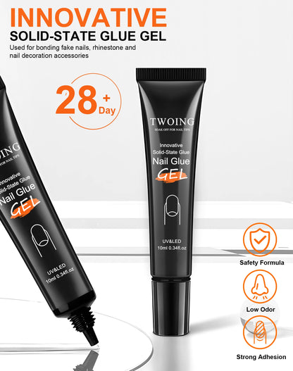 Solid Nail Glue Nail Tips Gel for Press On Nails,Acrylic Nail Gel for Manicure Extension,False Nails Adhesive Glue Long Lasting