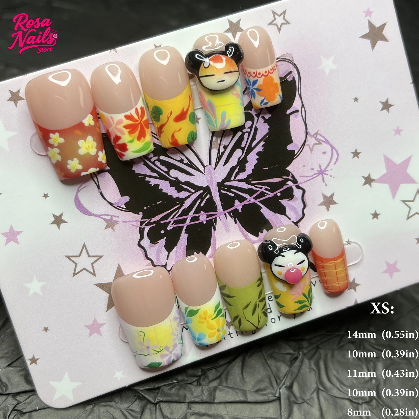 10pcs Handmade Press on Nails Cute 3D Banana Nail Art Presson False Nail Thick Acrylic Hand Painted Lemon Almond Press ons Nails