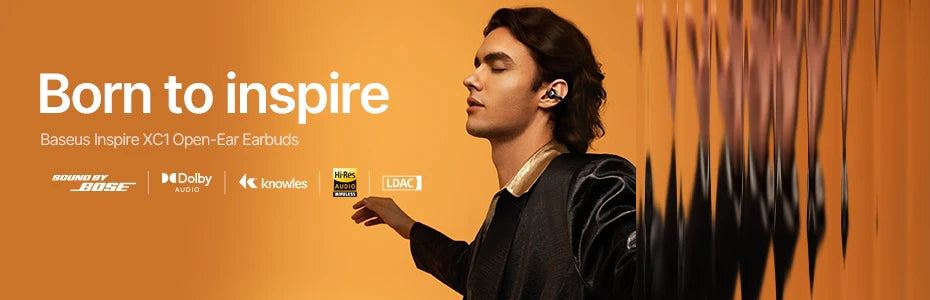 Baseus AirGo AS01 Ear clip Earphones Bluetooth 5.3 Wireless Earphone 2-MIc ENC HD Call Noise Reduction Headphones Sports Earbuds