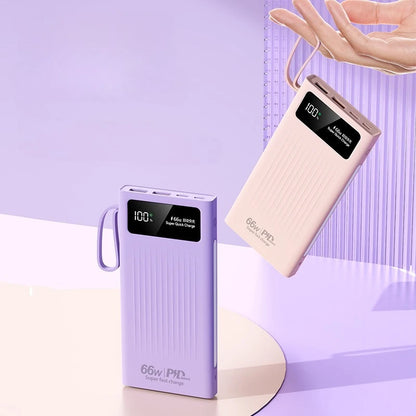 66W Super Fast Power Bank 20000 mAh Large Capacity Mobile Battery Pack Intelligent Digital Display for iPhone Xiaomi