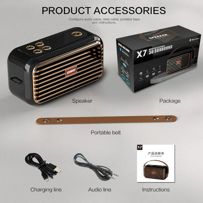 Bluetooth Speaker Wireless Portable Stereo Sound with Deep Bass Treble Wireless 5.0 TWS TF Card USB AUX Audio Input