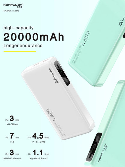 65W Power Bank 20000mAh Portable Charging Powerbank Mobile Phone External Battery PD QC 3.0 Charger 22.5W Poverbank 20000