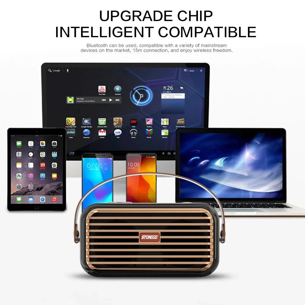 Bluetooth Speaker Wireless Portable Stereo Sound with Deep Bass Treble Wireless 5.0 TWS TF Card USB AUX Audio Input