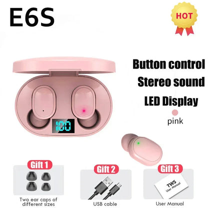 E6S Wireless Earphones Bluetooth Headphone Gaming Headset TWS E7S Sports Earbuds Noise Cancelling Headset for IOS Android