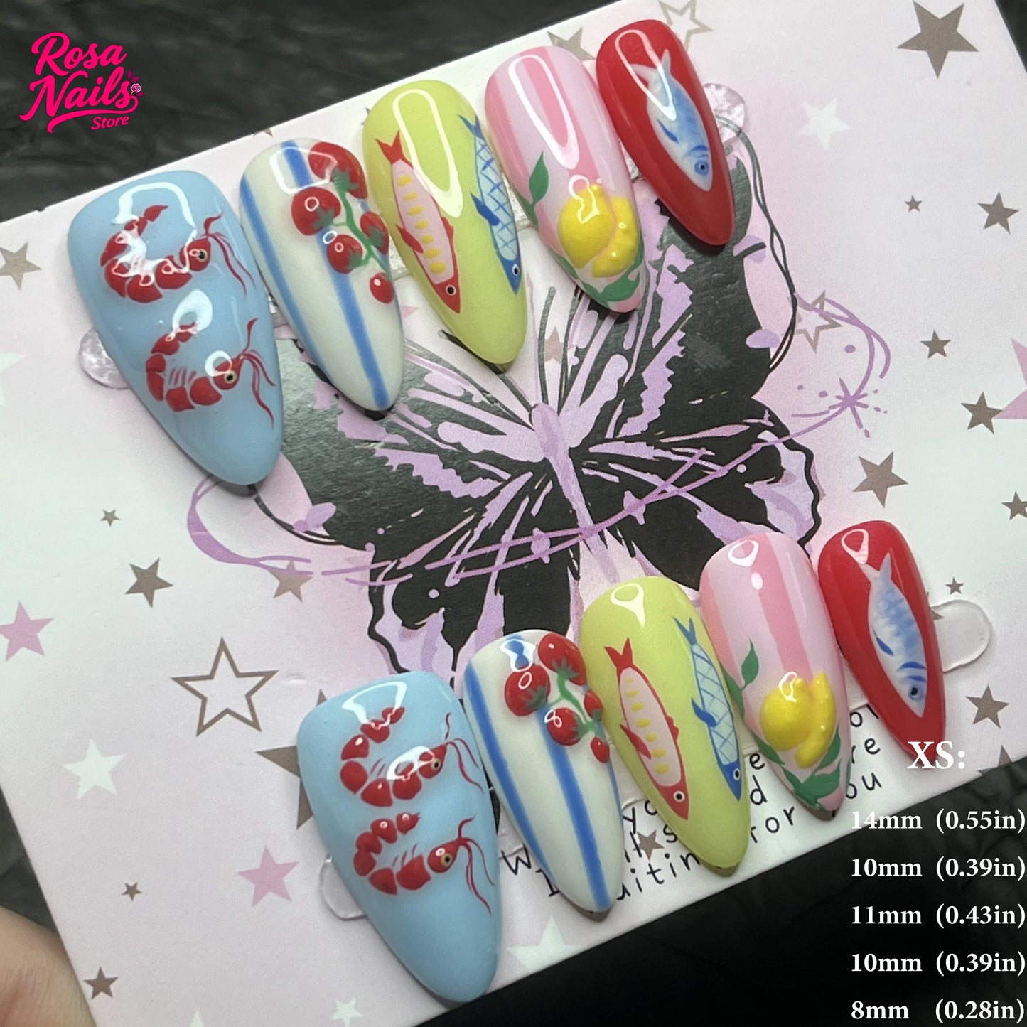 10pcs Handmade Press on Nails Cute 3D Banana Nail Art Presson False Nail Thick Acrylic Hand Painted Lemon Almond Press ons Nails