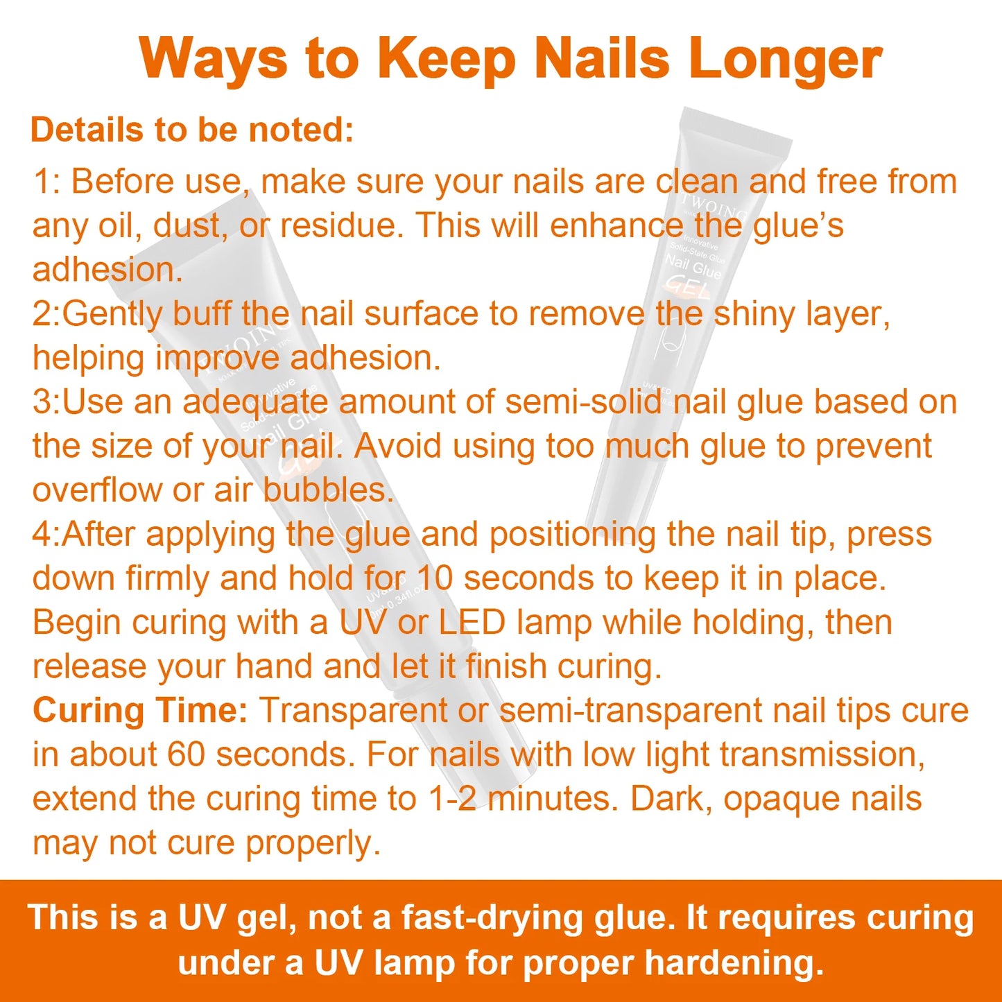 Solid Nail Glue Nail Tips Gel for Press On Nails,Acrylic Nail Gel for Manicure Extension,False Nails Adhesive Glue Long Lasting