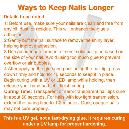 Solid Nail Glue Nail Tips Gel for Press On Nails,Acrylic Nail Gel for Manicure Extension,False Nails Adhesive Glue Long Lasting