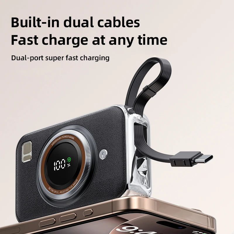 Power Bank 10000mAh Large Capacity Power Bank With 2 Cables PD Fast Charging Powerbank Rechargeable Batteries Portable Battery