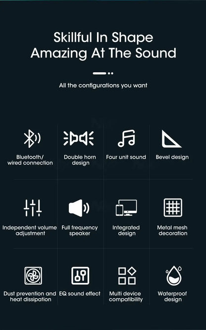Bluetooth Computer Speakers Wired Surround Sound Bar Stereo Subwoofer Soundbar for Desktop Laptop PC Mini Home Theater System
