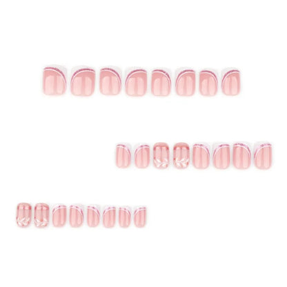 24pcs French Press on Nails with Tools Simple Realistic False Nails Women Short Square Cheap Nail Tips Artificial Finger Nails