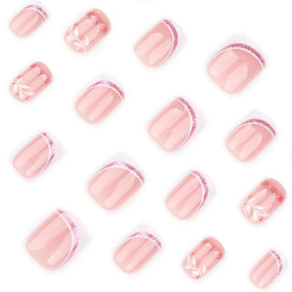 24pcs French Press on Nails with Tools Simple Realistic False Nails Women Short Square Cheap Nail Tips Artificial Finger Nails