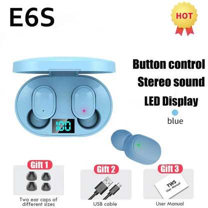 E6S Wireless Earphones Bluetooth Headphone Gaming Headset TWS E7S Sports Earbuds Noise Cancelling Headset for IOS Android