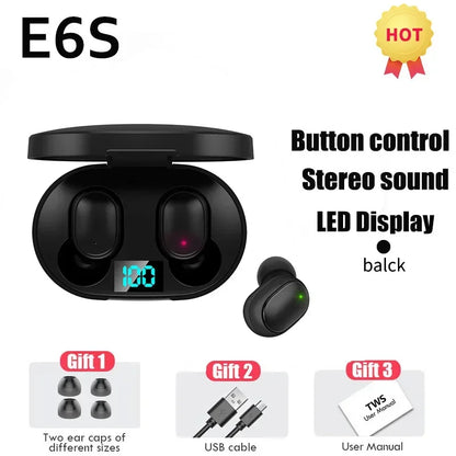 E6S Wireless Earphones Bluetooth Headphone Gaming Headset TWS E7S Sports Earbuds Noise Cancelling Headset for IOS Android