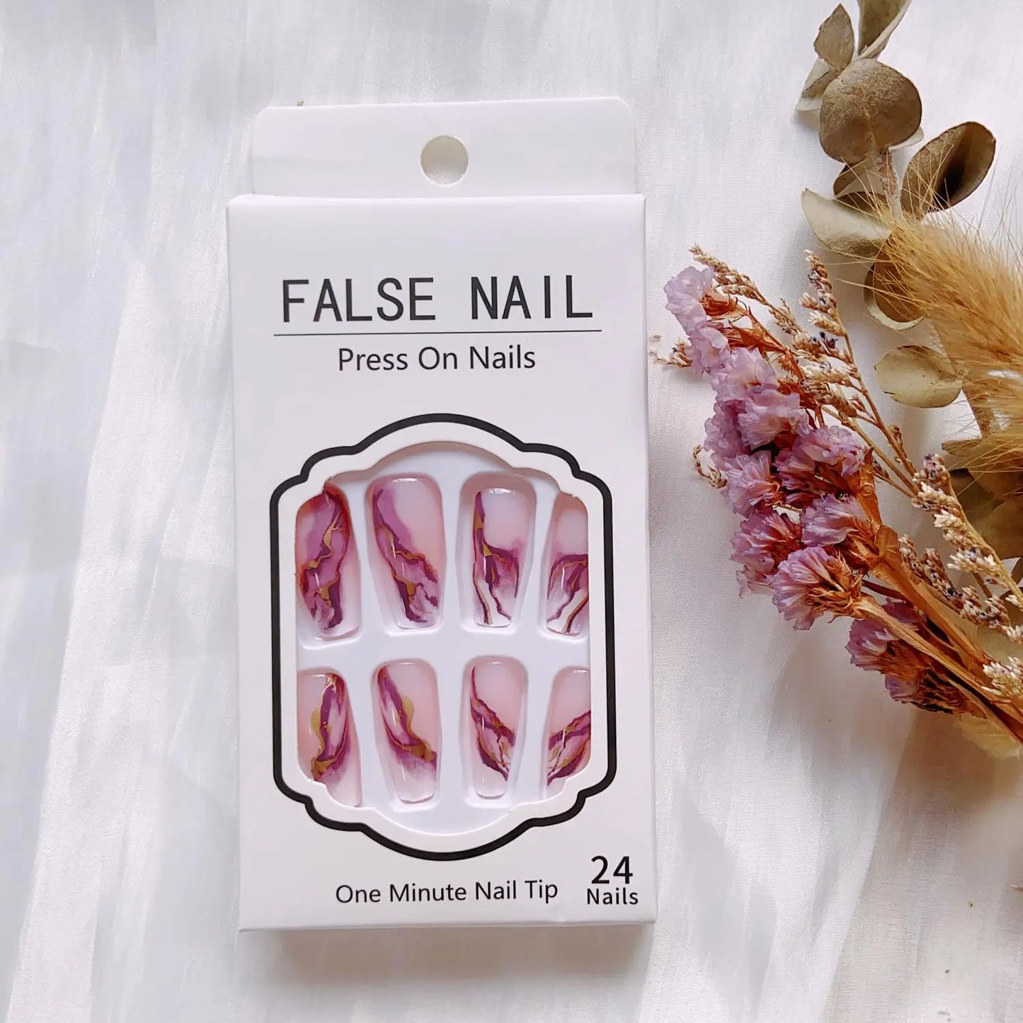 French Nails Press on Nails Acrylic Press on Nails Handmade Thick Press on Nails 3d Art Fish False Nails Remover Fake Nails 24Pc