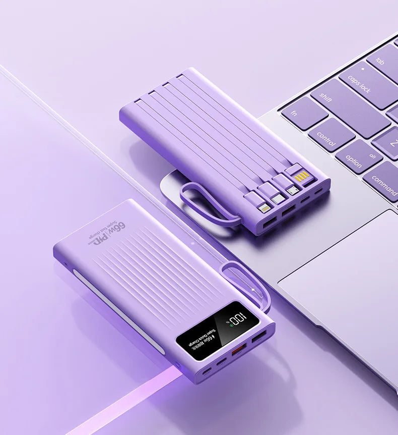 66W Super Fast Power Bank 20000 mAh Large Capacity Mobile Battery Pack Intelligent Digital Display for iPhone Xiaomi