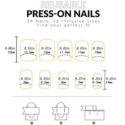 24pcs press on nails short Square Love Design fake press on nails black french tip press on nails cute nail press on acyrlic na