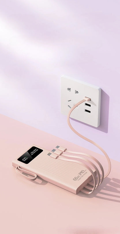 66W Super Fast Power Bank 20000 mAh Large Capacity Mobile Battery Pack Intelligent Digital Display for iPhone Xiaomi