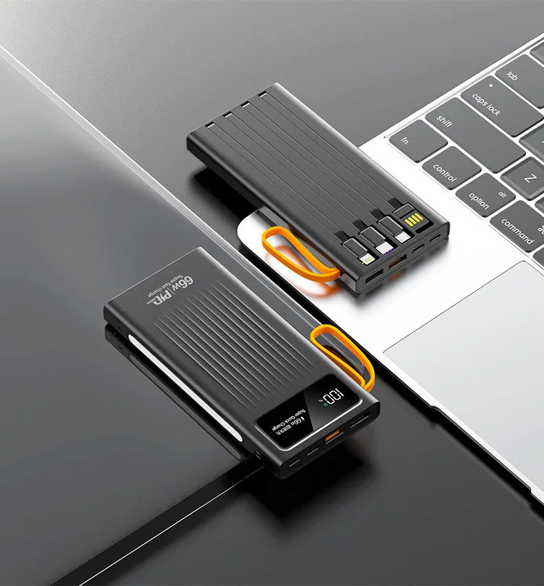 66W Super Fast Power Bank 20000 mAh Large Capacity Mobile Battery Pack Intelligent Digital Display for iPhone Xiaomi