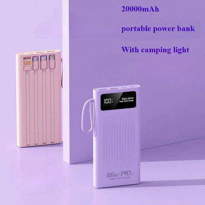 66W Super Fast Power Bank 20000 mAh Large Capacity Mobile Battery Pack Intelligent Digital Display for iPhone Xiaomi
