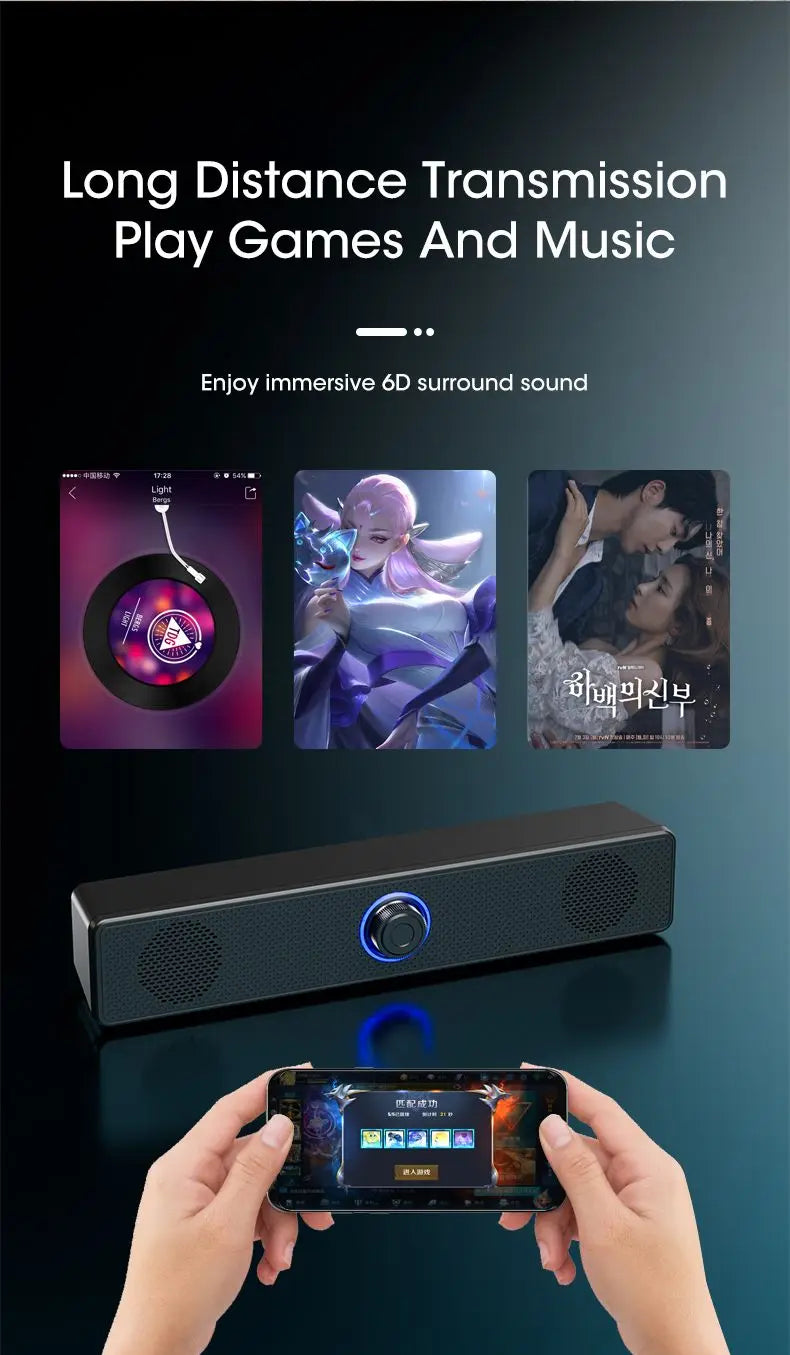 Bluetooth Computer Speakers Wired Surround Sound Bar Stereo Subwoofer Soundbar for Desktop Laptop PC Mini Home Theater System